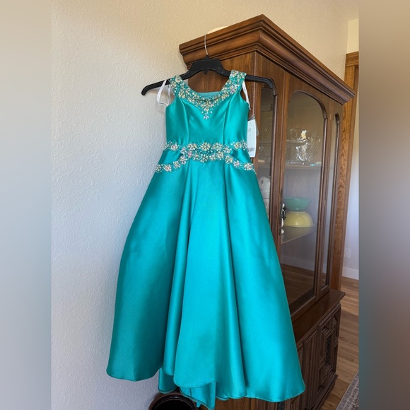 Tiffany Designs Peacock Emerald Kids Pageant Dress 4